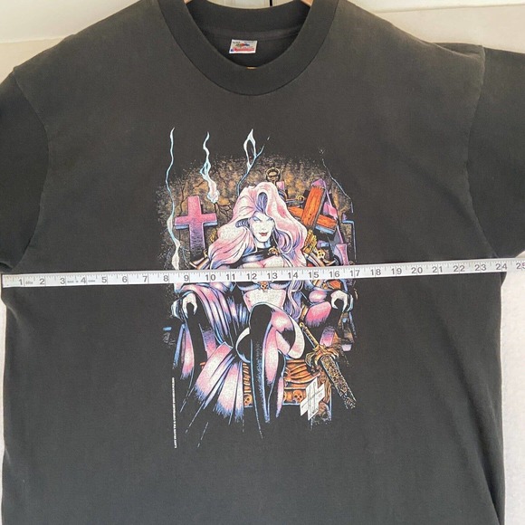 Vintage Lady Death 1993 Brian Pullido Graphic T shirt Black Size XXL Fading - Picture 4 of 12